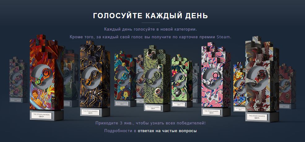 В декабре Vavlve объявила собственную премию награждений лучших игр Steam При этом в список попали не только проекты 2016-го года, а вообще все имеющиеся в цифровом сервисе Стандартные